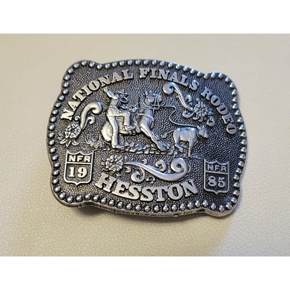 1985 National Finals Rodeo NFR Hesston Youth Size Miniature Belt Buckle - Picture 1 of 5